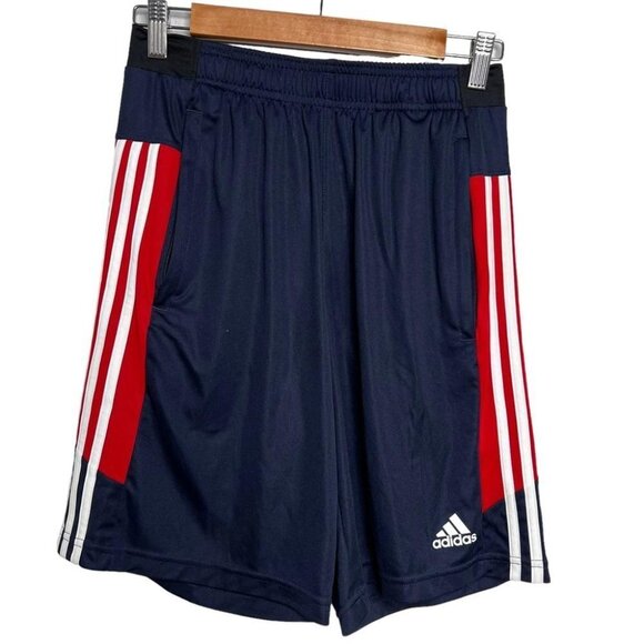 Adidas Mens Size Small Aeroready Athletic Shorts Navy Blue Red 3 Stripes NEW - Picture 2 of 14